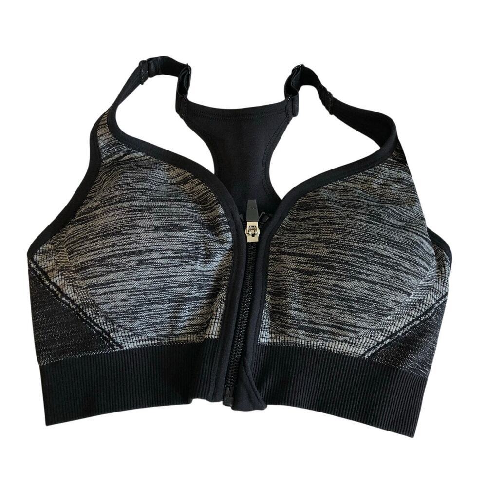 DSG Sports Bra Size XS Black Zip Front Medium Support Dicks Sporting Goods NEW